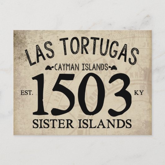 Las Tortugas Sister Islands Est. 1503 RUSTIK Postkarte (Vorderseite)