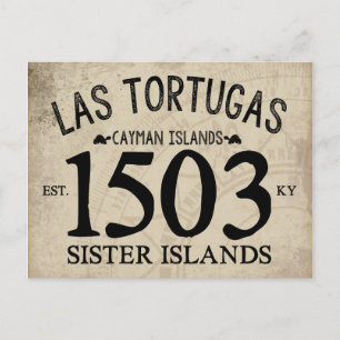 Las Tortugas Sister Islands Est. 1503 RUSTIKAL Postkarte