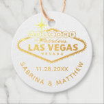 Las Veags Wedding Sign REAL Geschenkanhänger<br><div class="desc">Herzlich willkommen bei Las Vegas Sign Gunst Tags in Gold oder Silber REAL FOIL bevorzugen Tags mit personalisierten Namen, Datum und Nachricht auf der Rückseite, die perfekt für Begrüßungstags, Gunst Tags und Brautparty Gefallen Tags, die eine Las Vegas Hochzeit feiern. Vordere ist reale Folie, hinten hat bearbeitbare Farbtöne und Schriftart....</div>