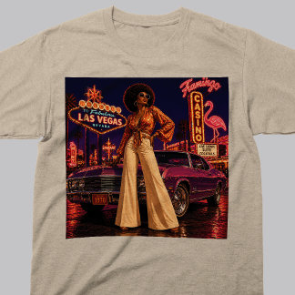 Las Vegas 1970er Retro Schwarze Frau Vintage T-Shirt