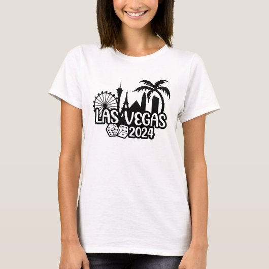 Las Vegas 2024 mit Würfeln und Stadtbild T-Shirt (Vorderseite)