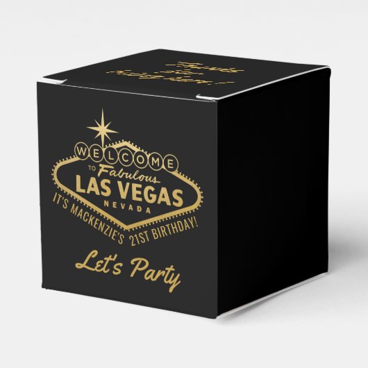 Las Vegas 21. Geburtstag Party Gold Personalisiert Geschenkschachtel (Vorderseite)