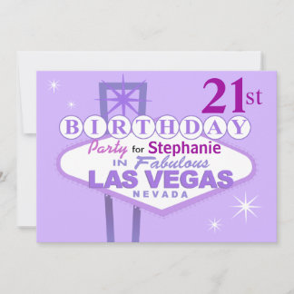 Las Vegas 21. Geburtstags-Party - Lila Einladung