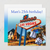 Las Vegas 25. Geburtstagsparty Einladung (Vorne/Hinten)