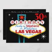 Las Vegas 30. Geburtstag Party Einladung (Vorne/Hinten)