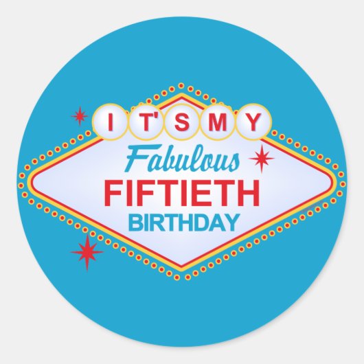 Las Vegas 50. Geburtstag Runder Aufkleber (Vorderseite)