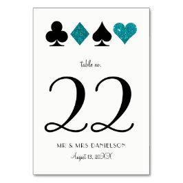 Las Vegas Aquamarin Glitzer Custom Tischnummer