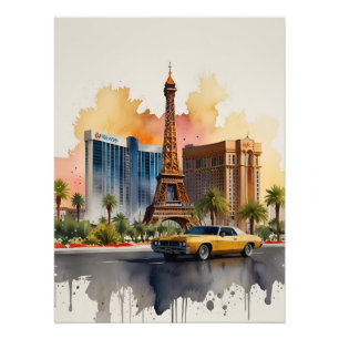 Las Vegas Aquarellkunst Fotodruck