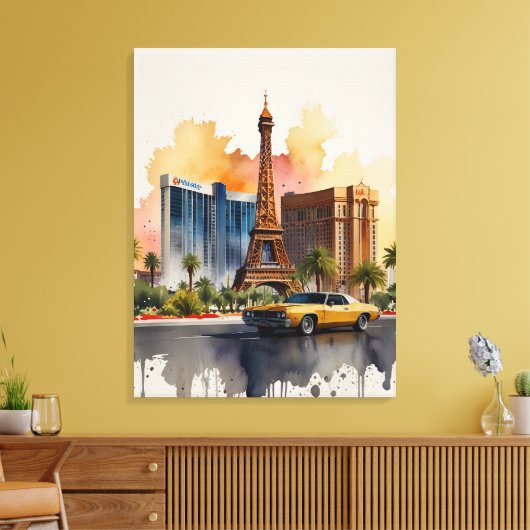 Las Vegas Aquarellkunst Leinwanddruck (Insitu (Wohnzimmer))