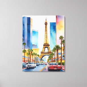 Las Vegas Aquarellkunst Leinwanddruck