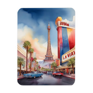 Las Vegas Aquarellkunst Magnet