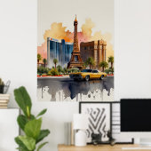 Las Vegas Aquarellkunst Poster (Heimbüro)