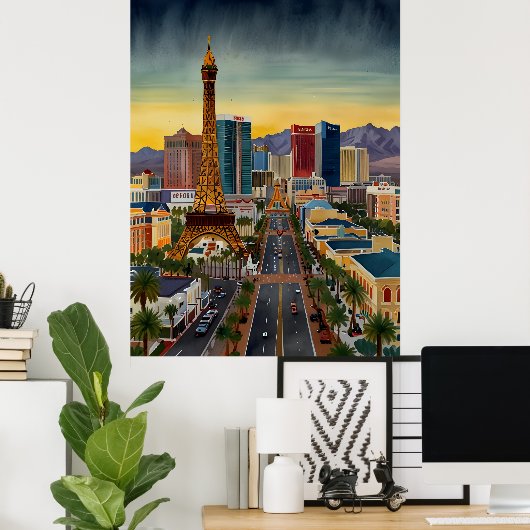 Las Vegas Aquarellkunst Poster (Heimbüro)