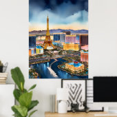 Las Vegas Aquarellkunst Poster (Heimbüro)
