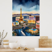 Las Vegas Aquarellkunst Poster (Küche)