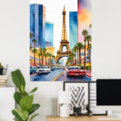 Las Vegas Aquarellkunst Poster (Heimbüro)