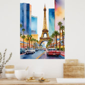 Las Vegas Aquarellkunst Poster (Küche)