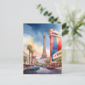 Las Vegas Aquarellkunst Postkarte (Stehend Vorderseite)
