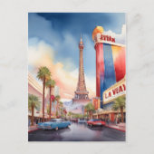 Las Vegas Aquarellkunst Postkarte (Vorderseite)