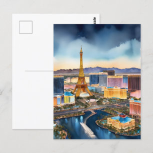 Las Vegas Aquarellkunst Postkarte