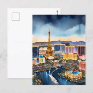 Las Vegas Aquarellkunst Postkarte