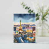 Las Vegas Aquarellkunst Postkarte (Stehend Vorderseite)