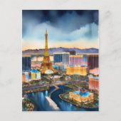 Las Vegas Aquarellkunst Postkarte (Vorderseite)