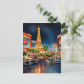 Las Vegas Aquarellkunst Postkarte (Stehend Vorderseite)