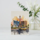 Las Vegas Aquarellkunst Postkarte (Stehend Vorderseite)