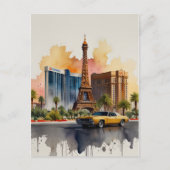 Las Vegas Aquarellkunst Postkarte (Vorderseite)