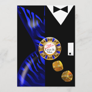 Las Vegas Art Deco Hochzeitsempfang   kobaltblau Einladung