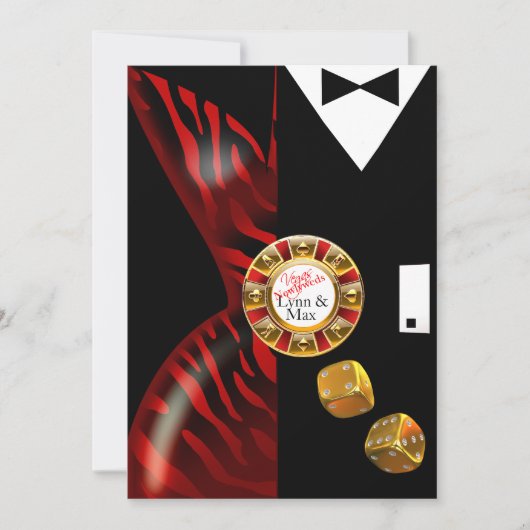 Las Vegas Art Deco Hochzeitsempfang | Rotzebra Einladung (Vorderseite)