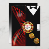 Las Vegas Art Deco Hochzeitsempfang | Rotzebra Einladung (Vorne/Hinten)