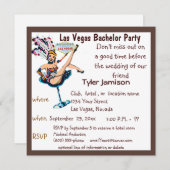 Las Vegas Bachelor Party Showgirl Einladung (Vorne/Hinten)