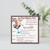 Las Vegas Bachelor Party Showgirl Einladung (Stehend Vorderseite)