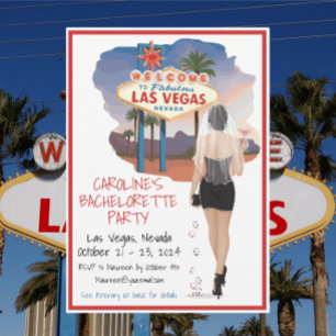 Las Vegas Bachelorette Black Hair Bride Einladung