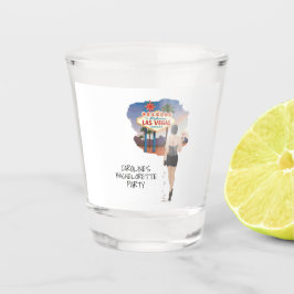Las Vegas Bachelorette Black Hair Bride Schnapsglas