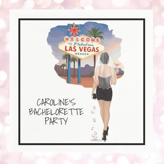 Las Vegas Bachelorette Black Hair Bride Serviette