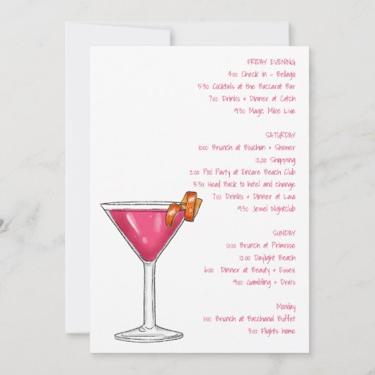 Las Vegas Bachelorette Brown Hair Bride Cosmo Einladung (Rückseite)