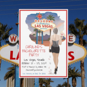 Las Vegas Bachelorette Brown Hair Bride Cosmo Einladung
