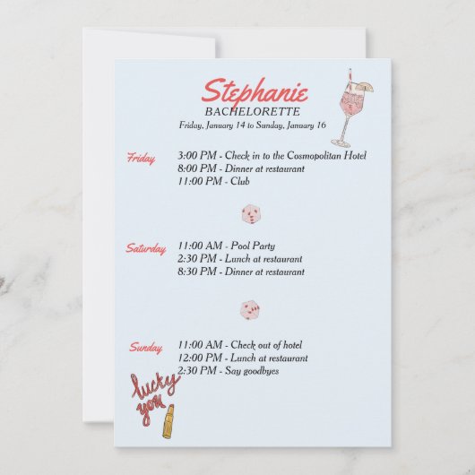 Las Vegas Bachelorette Einladung (Vorderseite)