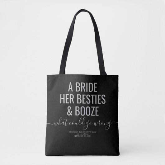 Las Vegas Bachelorette Funny Bride Besties Booze Tasche (Vorderseite)