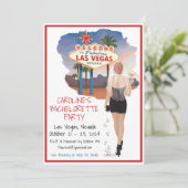 Las Vegas Bachelorette Red Hair Bride Einladung (Stehend Vorderseite)