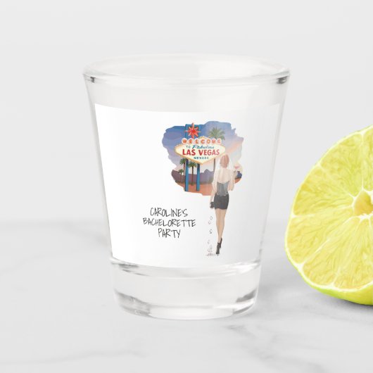 Las Vegas Bachelorette Red Hair Bride Schnapsglas (Vorderseite)
