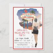 Las Vegas Bachelorette Schwarzes Haar Bridge Route Einladung (Vorderseite)