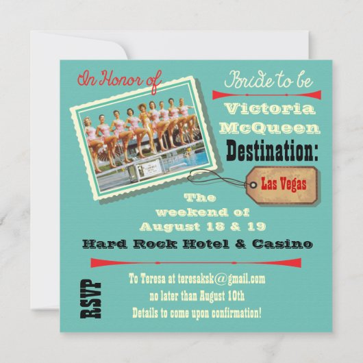 Las Vegas Bachelorette Wochenende Einladung (Rückseite)