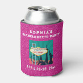 Las Vegas Bacherolette Gastgeschenk Rosa Glitzer Dosenkühler (Kanne Vorderseite)