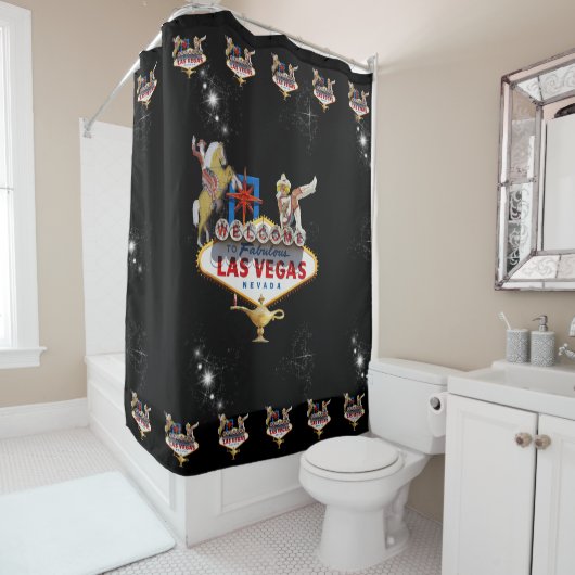 Las Vegas Begrüßungszeichen auf Starry Background Duschvorhang (Beispiel)