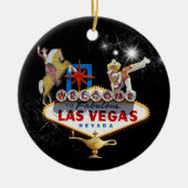 Las Vegas Begrüßungszeichen auf Starry Background Keramik Ornament (Vorne)