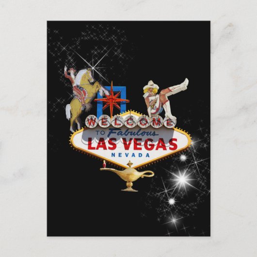 Las Vegas Begrüßungszeichen auf Starry Background Postkarte (Vorderseite)